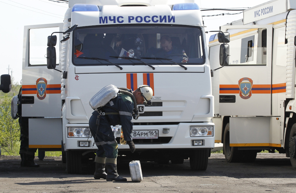 Members of the Russian Emergencies Ministry arrive to take part in a rescue operation at the coal mine of Skhidkarbon company following an alleged methane explosion near Luhansk, Ukraine April 26, 2019. u00e2u20acu201d Reuters pic 
