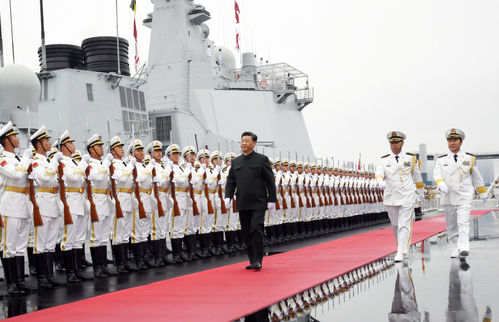Chinese President Xi Jinping reviews the honour guards of the Chinese PLA Navy before boarding the destroyer u00e2u20acu02dcXiningu00e2u20acu2122 for the naval parade celebrating in Qingdao, Shandong province, China April 23, 2019. u00e2u20acu201d Xinhua handout pic via Reuters  