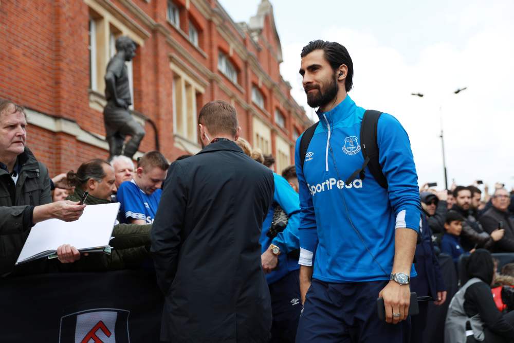 Everton's Andre Gomes is seen here arriving before the match against Fulham, April 13, 2019. He has been charged with violent conduct and aces a potential three-match ban. u00e2u20acu2022 Reuters pic