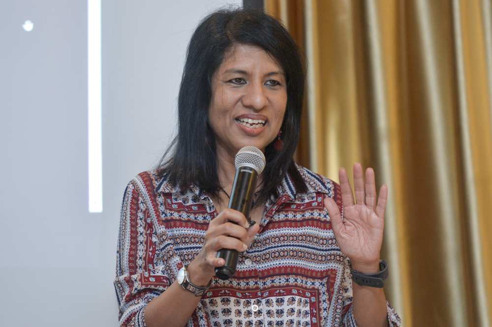 Cynthia Gabriel of the Centre to Combat Corruption and Croynism (C4) speaks during the Report Launch and Roundtable Discussion in Kuala Lumpur April 12, 2019. u00e2u20acu2022 Picture by Mukhriz Hazim