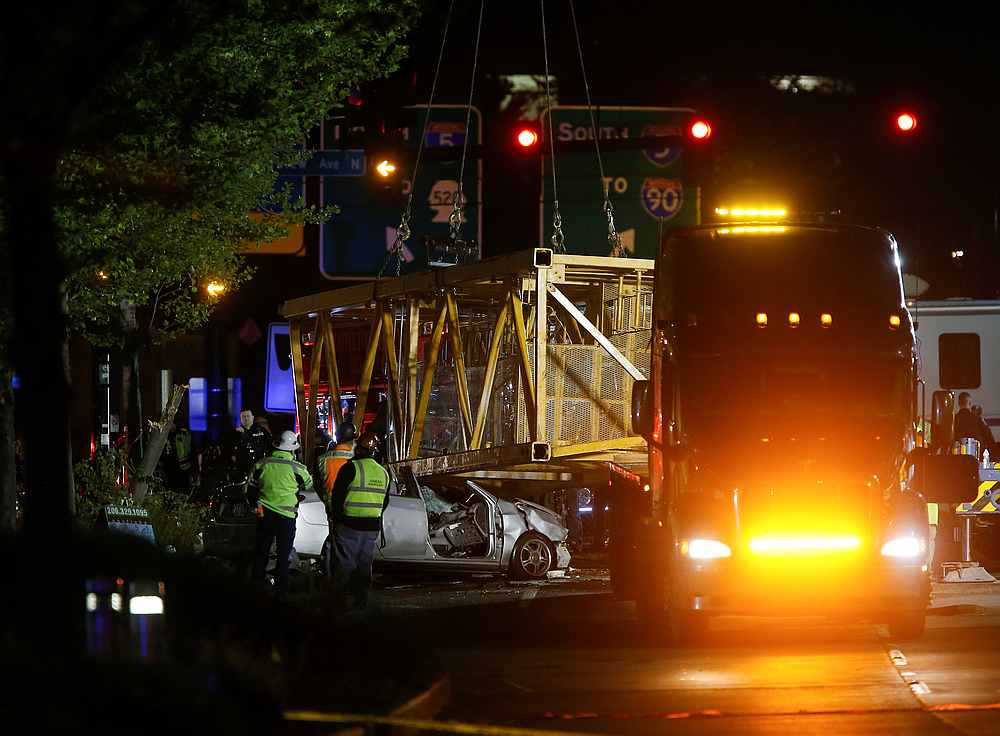 Part of a construction crane that fell in a deadly accident is removed from the scene on Mercer Street in Seattle, Washington April 27, 2019. u00e2u20acu201d Reuters pic