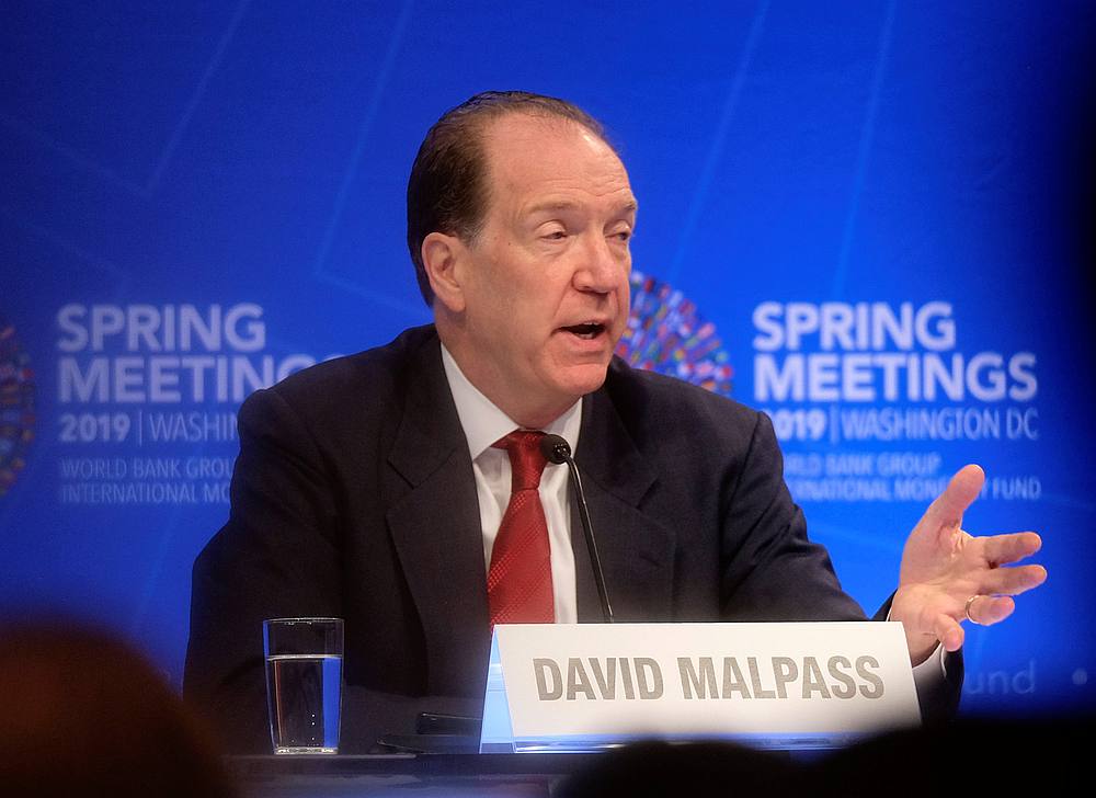 World Bank President David Malpass speaks during a news conference at the Spring Meetings of the World Bank Group and IMF in Washington, U.S., April 11, 2019. 