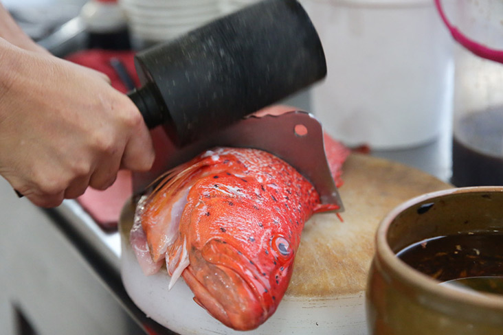 Yong will cut the whole fish upon your order.