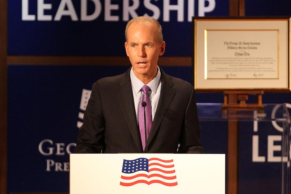 Dennis Muilenburg, CEO of the Boeing Company, speaks at the George W. Bush Presidential Center's 2019 Forum on Leadership in Dallas, Texas April 11, 2019. u00e2u20acu201d Reuters pic