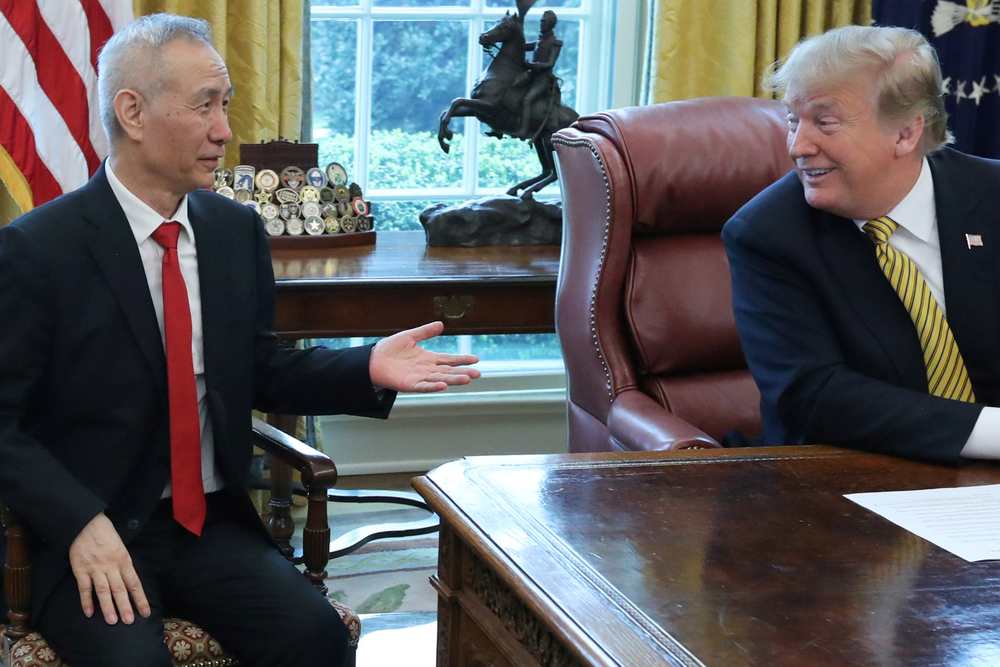 US President Donald Trump meets with China's Vice Premier Liu He in the Oval Office of the White House in Washington April 4, 2019. u00e2u20acu201d Reuters pic 