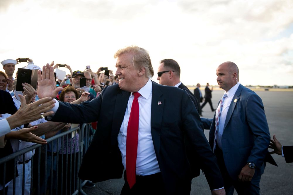 US President Donald Trump greets supporters on the tarmac at Palm Beach International Airport, as he arrives to spend Easter weekend at his Mar-a-Lago club, in West Palm Beach, Florida, April 18, 2019. u00e2u20acu201d Reuters pic