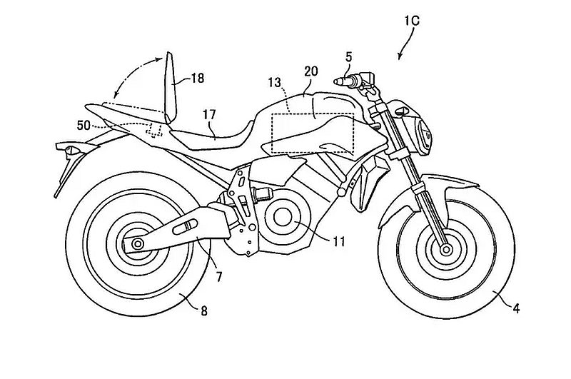 The Yamaha patent signals its forthcoming electric transition. u00e2u20acu201d Image courtesy of Yamaha via AFP