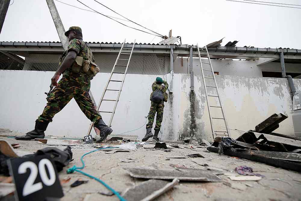 Security personnel seen at the site of an overnight gun battle between troops and suspected Islamist militants, on the east coast of Sri Lanka, in Kalmunai April 27, 2019. u00e2u20acu201d Reuters pic