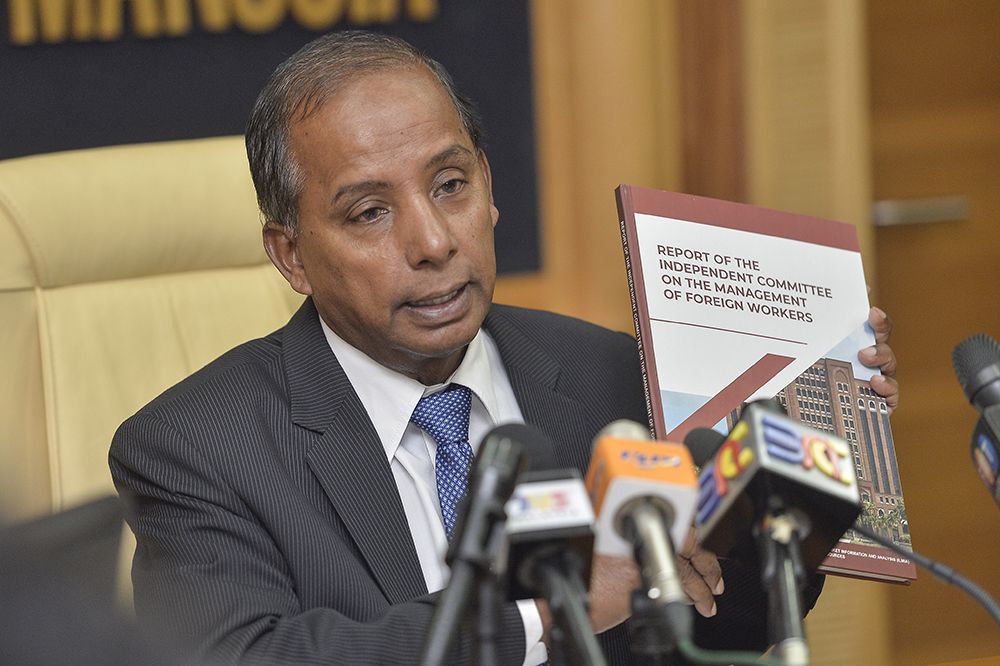 Human Resources Minister M. Kulasegaran speaks to reporters in Putrajaya on April 23, 2019. u00e2u20acu201d Picture by Miera Zulyana