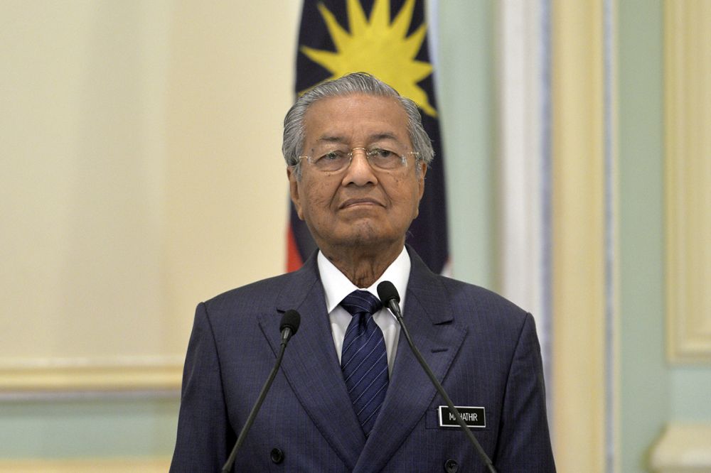 Malaysia Prime Minister Tun Dr Mahathir Mohamad looks on during a joint news conference with Singaporeu00e2u20acu2122s Prime Minister Lee Hsien Loong in Putrajaya April 9, 2019. u00e2u20acu201d Picture by Mukhriz Hazim