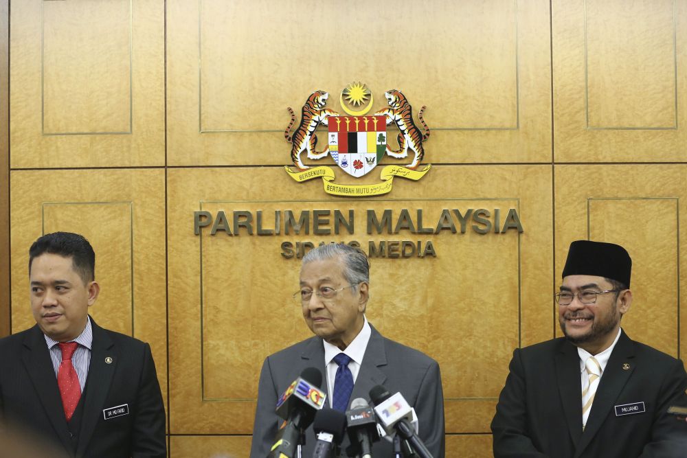 Prime Minister Tun Dr Mahathir Mohamad speaks during a press conference at Parliament April 4, 2019. u00e2u20acu201d Picture by Yusof Mat Isa