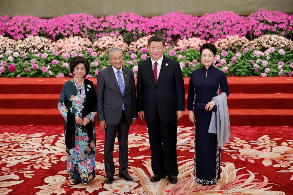 Malaysian Prime Minister Tun Dr Mahathir Mohamad and his wife Tun Dr Siti Hasmah attend a welcoming banquet for the Belt and Road Forum hosted by Chinese President Xi Jinping and his wife in Beijing April 26, 2019. u00e2u20acu201d Reuters pic