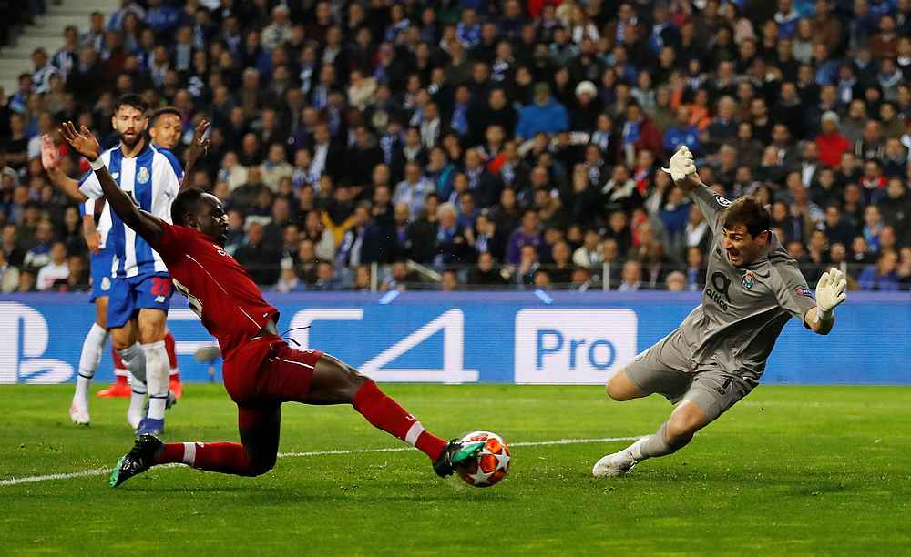 Sadio Mane scores Liverpool's first goal in their Champions League quarter-final second leg match with FC Porto at the Estadio do Dragao, Porto April 17, 2019. u00e2u20acu201d Reuters pic