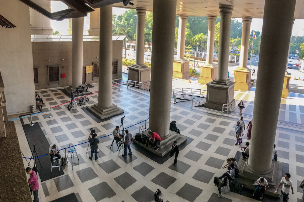 General view before Datuk Seri Najib Razaku00e2u20acu2122s arrival at the Kuala Lumpur Court Complex April 15, 2019. u00e2u20acu201d Picture by Hari Anggara