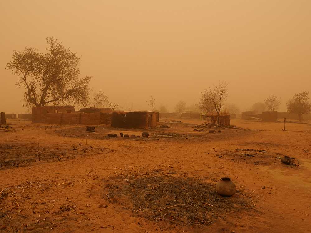General view of the area after the March 23 attack by militiamen that killed about 160 in Ogossagou Village, Mali. In another attack in Guire district 11 soldiers were killed April 21, 2019. u00e2u20acu201d ICRC handout via Reuters