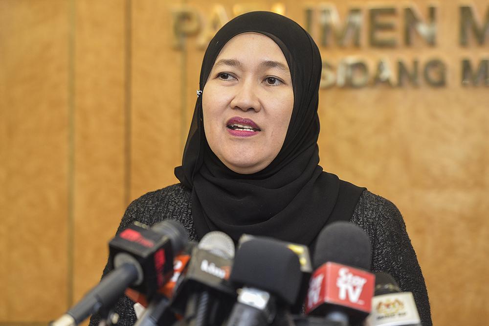 Chief Executive of Lembaga Tabung Angkatan Tentera Nik Amlizan Mohamed speaks during a press conference at Parliament on April 11, 2019. u00e2u20acu2022 Picture by Miera Zulyana