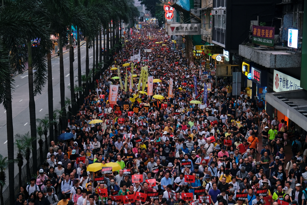 Demonstrators hold yellow umbrellas, the symbol of the Occupy Central movement during a protest to demand authorities scrap a proposed extradition bill with China, in Hong Kong April 28, 2019. u00e2u20acu201d Reuters pic