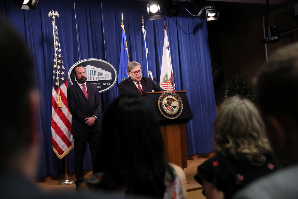 US Attorney General William Barr departs after speaking at a news conference to discuss Special Counsel Robert Muelleru00e2u20acu2122s report on Russian interference in the 2016 US presidential race, in Washington April 18, 2019. u00e2u20acu201d Reuters pic