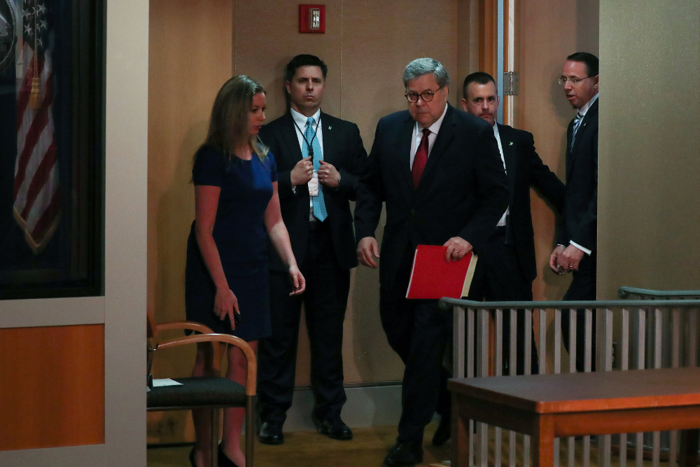 US Attorney General William Barr departs after speaking at a news conference to discuss Special Counsel Robert Muelleru00e2u20acu2122s report on Russian interference in the 2016 US presidential race, in Washington April 18, 2019. u00e2u20acu201d Reuters pic