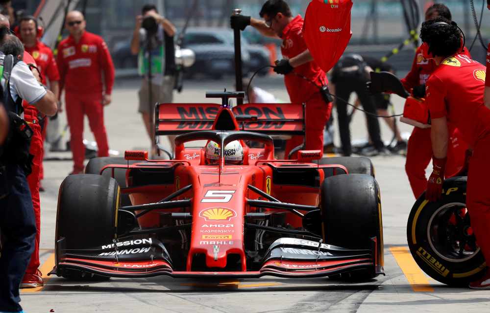 Sebastian Vettel completed his best lap in one minute, 33.911 seconds, going 0.207 seconds faster than Mercedes rival Lewis Hamilton at the Shanghai International Circuit April 12, 2019. u00e2u20acu2022 Reuters pic