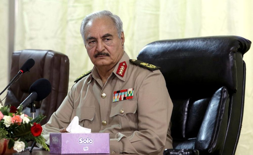 Libyau00e2u20acu2122s eastern-based commander Khalifa Haftar attends General Security conference, in Benghazi, Libya, October 14, 2017. u00e2u20acu201d Reuters pic
