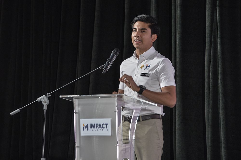 Youth and Sports Minister Syed Saddiq Syed Abdul Rahman gives a speech at the launch of Impact Malaysia in Spacerubix, Puchong April 19, 2019. u00e2u20acu201d Picture by Miera Zulyana
