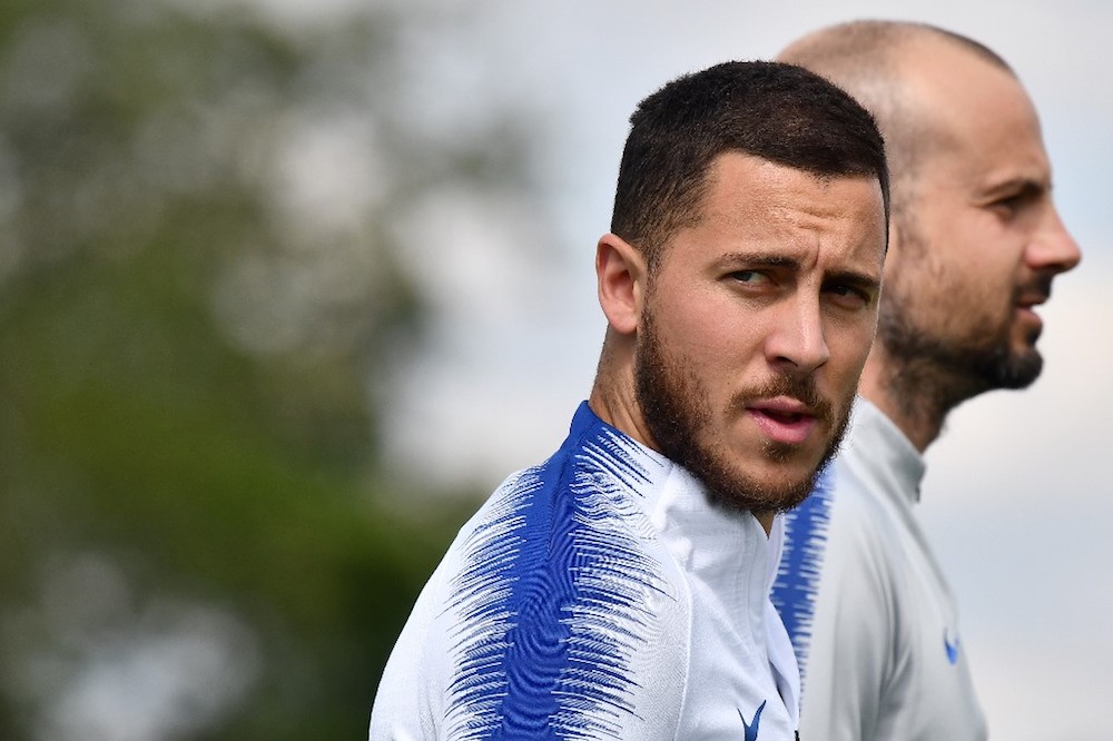 Chelseau00e2u20acu2122s Eden Hazard attends a training session at Chelsea Training Ground in Cobham May 22, 2019. u00e2u20acu201d AFP pic