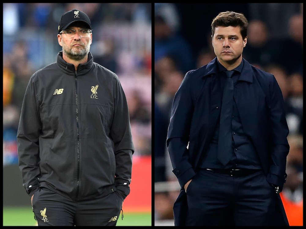 A combination of file pictures shows Liverpoolu00e2u20acu2122s coach Jurgen Klopp in Barcelona on May 1, 2019 and Tottenham Hotspuru00e2u20acu2122s coach Mauricio Pochettino in London on April 30, 2019. u00e2u20acu201d AFP pic