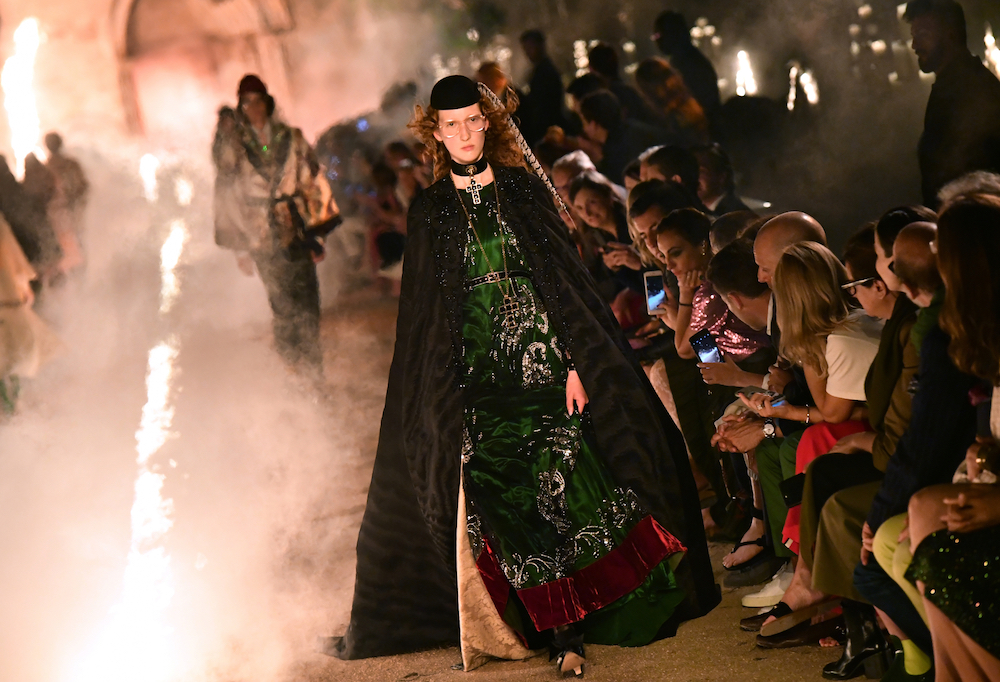 A model presents a creation for Gucci during the 2019 Gucci Croisiere (Cruise) fashion show at Alyscamps in Arles May 30, 2018. u00e2u20acu201d AFP pic