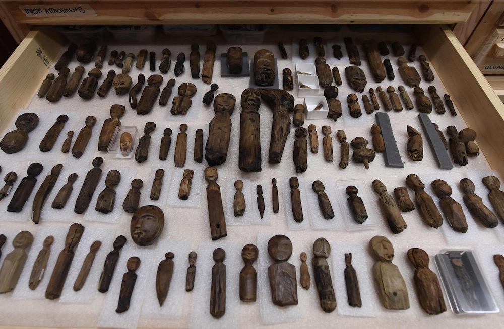 Yupik Eskimo artefacts found by archaeologist Rick Knecht and his team at the excavation site beside the Bering Sea, near the town of Quinhagak April 12, 2019. — AFP pic