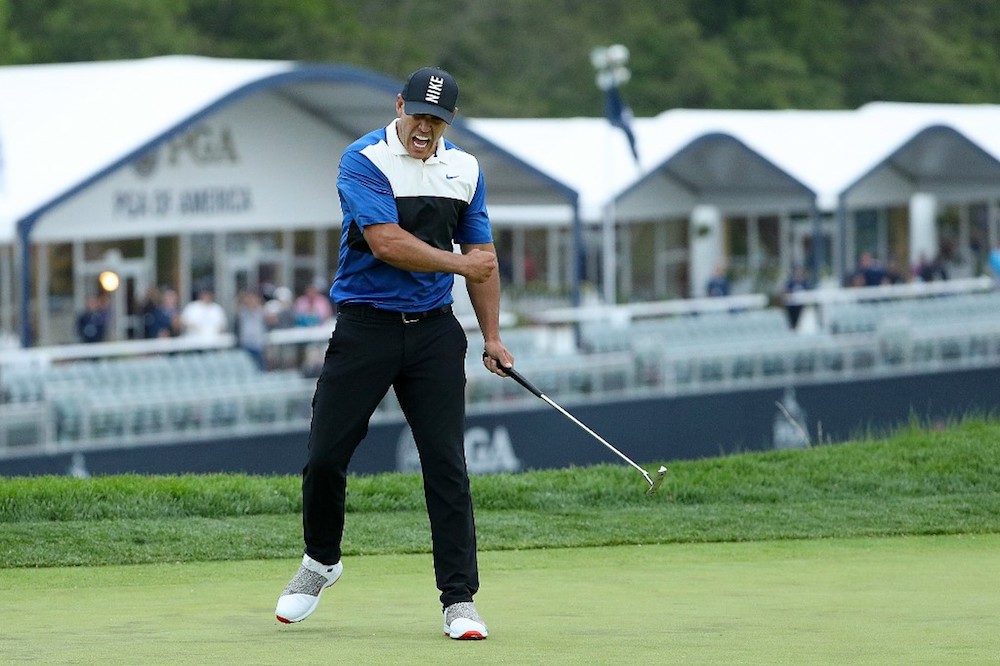 Brooks Koepka of the United States reacts after putting in to win on the 18th green during the final round of the 2019 PGA Championship in Farmingdale, New York May 19, 2019. u00e2u20acu201d AFP pic