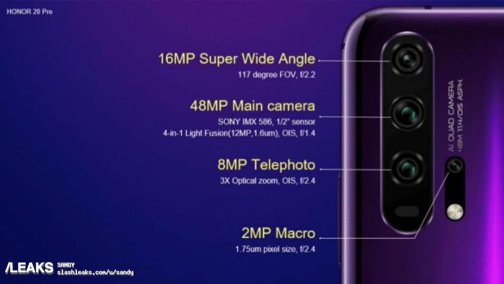 The Honor 20 Pro will get a 48MP Sony IMX586 main camera which is similar to the View 20. — Picture via SoyaCincau