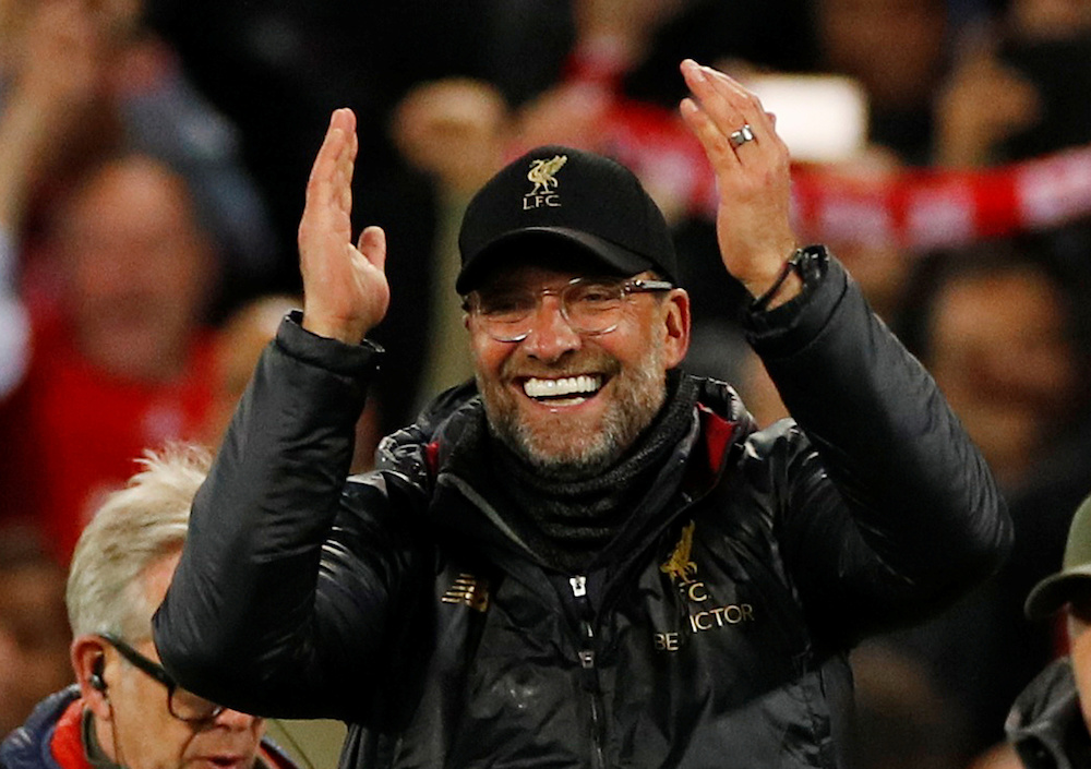 Liverpool manager Jurgen Klopp applauds the fans after the match at Anfield May 7, 2019. u00e2u20acu201d Reuters pic