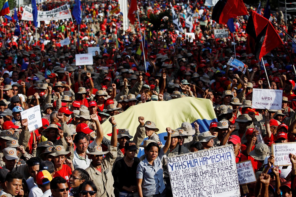 People attend a rally by Venezuelau00e2u20acu2122s President Nicolas Maduro in support of his government and to commemorate May Day in Caracas Venezuela, May 1, 2019. u00e2u20acu201d Reuters pic