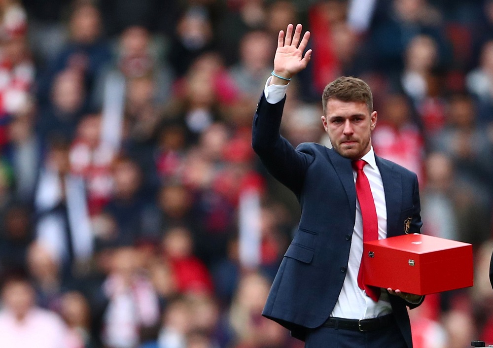 Arsenalu00e2u20acu2122s Aaron Ramsey during a presentation after the match at the Emirates Stadium in London May 5, 2019. u00e2u20acu201d Reuters pic