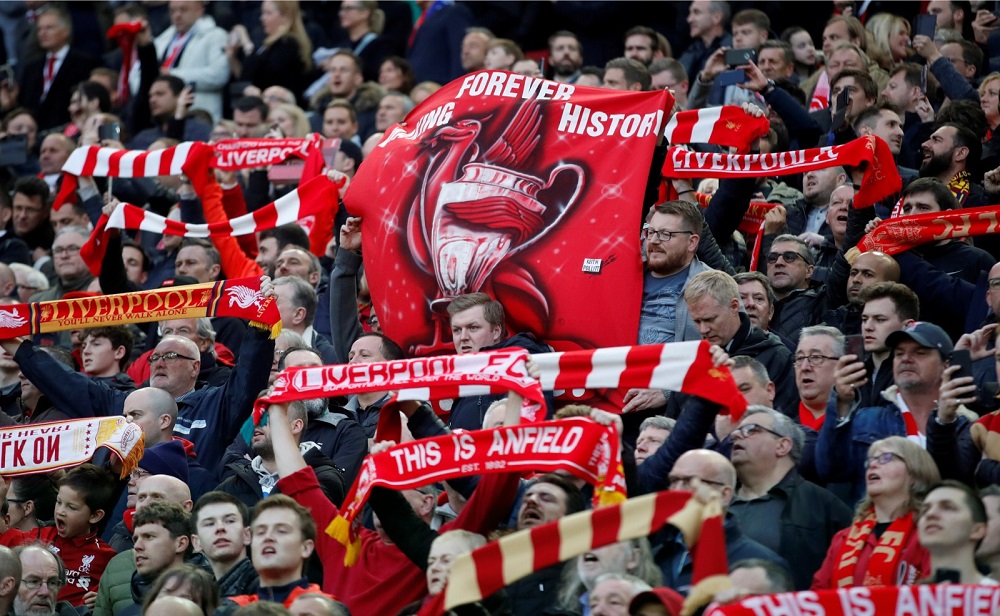 Liverpool fans before the match against FC Barcelona at Anfield in Liverpool May 7, 2019. u00e2u20acu201d Action Images via Reuters