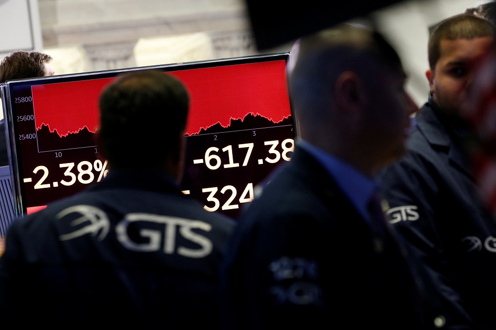 A screen displays the Dow Jones Industrial Average after the close of trading on the floor of the New York Stock Exchange April 13, 2019. u00e2u20acu201d Reuters pic