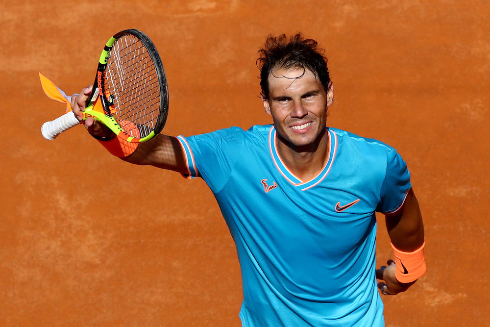 Spainu00e2u20acu2122s Rafael Nadal celebrates winning his quarter-final match against Spainu00e2u20acu2122s Fernando Verdasco at the Italian Open in Rome May 17, 2019. u00e2u20acu201d Reuters pic