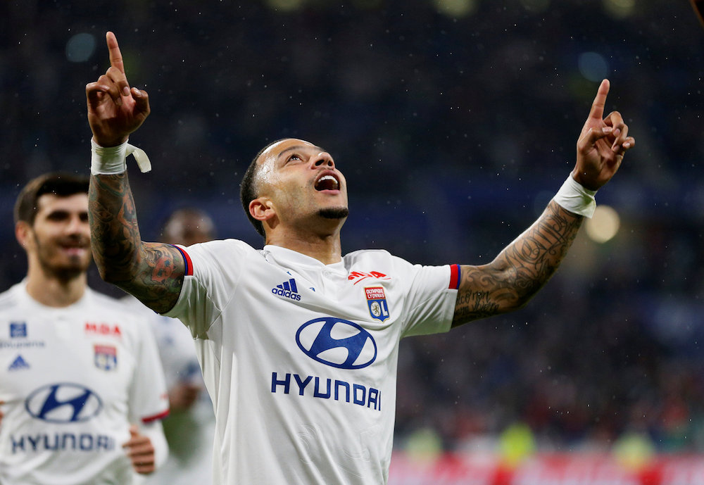 Lyonu00e2u20acu2122s Memphis Depay celebrates scoring their fourth goal during their Ligue 1 match with Caen at Groupama Stadium in Lyon May 18, 2019. u00e2u20acu201d Reuters pic