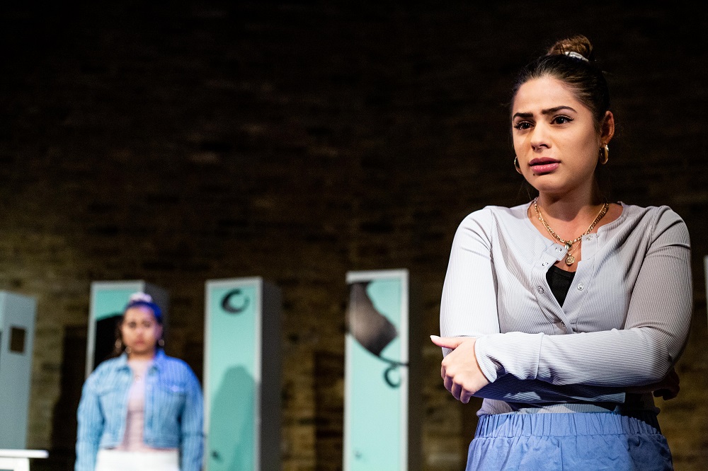 Playwright and actor Nyla Levy shown performing in her play u00e2u20acu02dcDoes my bomb look big in this?u00e2u20acu2122 in London April 30, 2019. u00e2u20acu201d Handout pic courtesy of Bettina Adela via Reuters