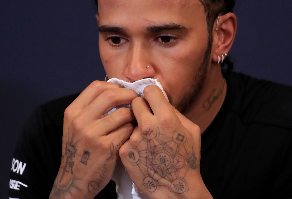 Mercedesu00e2u20acu2122 Lewis Hamilton reacts during a press conference after qualifying in pole position at the Monaco Grand Prix May 25, 2019. u00e2u20acu201d Reuters pic