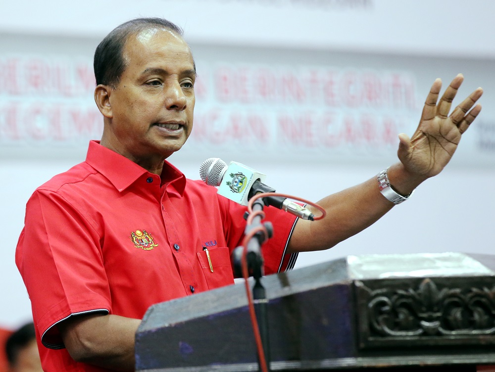 Human Resources Minister M. Kulasegaran delivers his speech at the Cuepacs National Labour Day celebration held at the Stadium Indera Mulia in Ipoh May 2, 2019. u00e2u20acu201d Picture by Farhan Najib