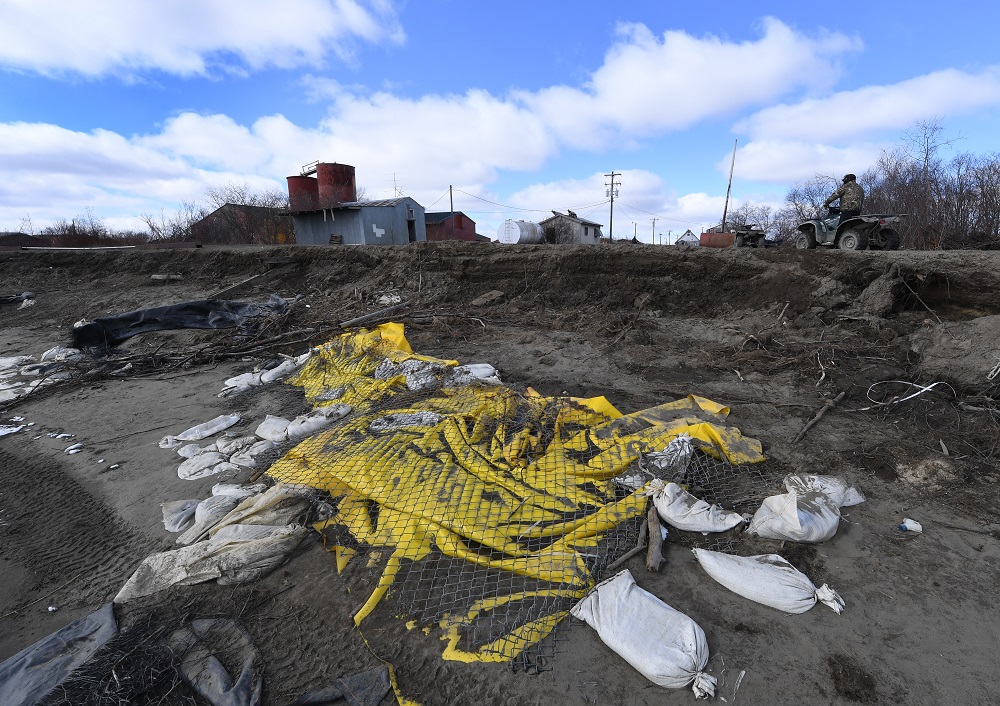 Severe erosion of the permafrost tundra threatens a school at Yupik Eskimo village of Napakiak on the Yukon Delta, Alaska April 18, 2019. u00e2u20acu201d AFP pic