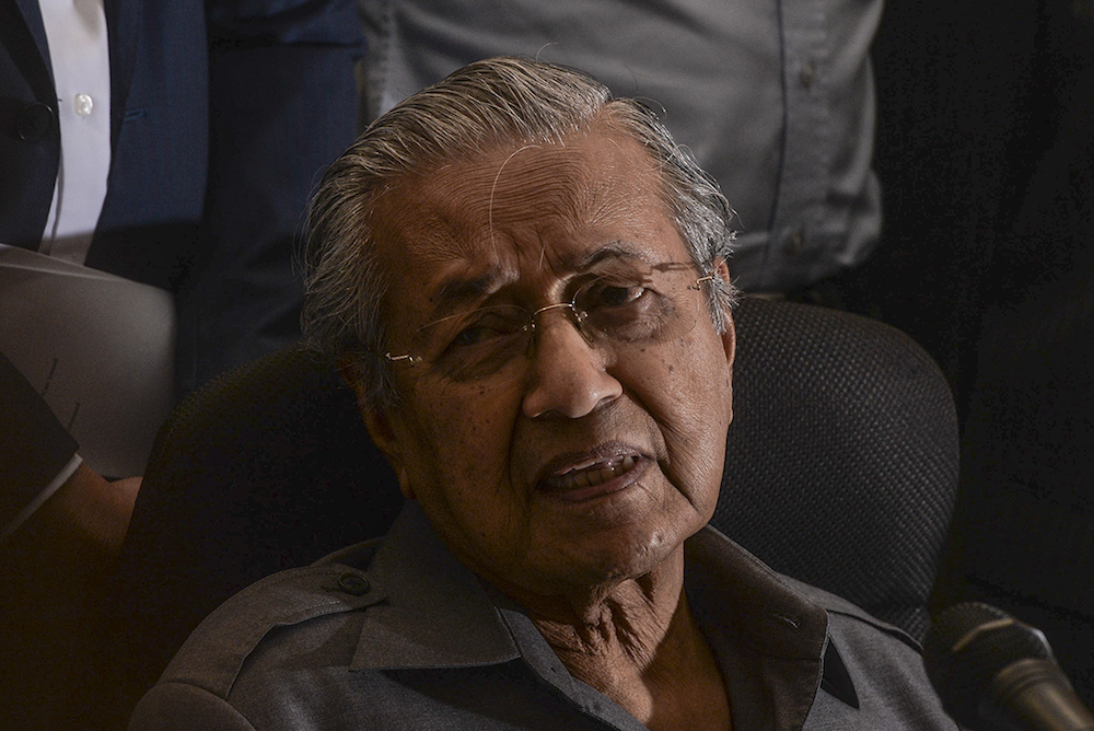 Tun Dr Mahathir Mohamad speaks to reporters during a press conference at Al-Bukhary Foundation in Kuala Lumpur May 3, 2019. u00e2u20acu201d Picture by Shafwan Zaidon