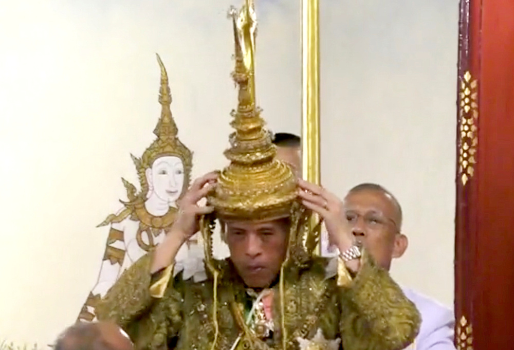 Thailand's King Maha Vajiralongkorn is crowned during his coronation in Bangkok, Thailand, May 4, 2019 in this still image taken from TV footage. u00e2u20acu201d Reuters picnn