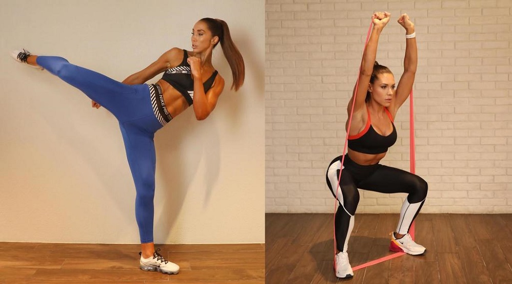 Fitness stars Chontel Duncan (left) and Kelsey Wells (right), who conducted their signature workouts at the FitnessFest by AIA at Marina Bay Sands. u00e2u20acu201d TODAY pic