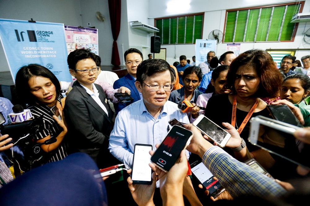 Penang Chief Minister Chow Kon Yeow speaks to reporters at a press conference to announce the event lineup for the George Town Heritage Celebrations in George Town May 7, 2019. u00e2u20acu201d Picture by Sayuti Zainudin 