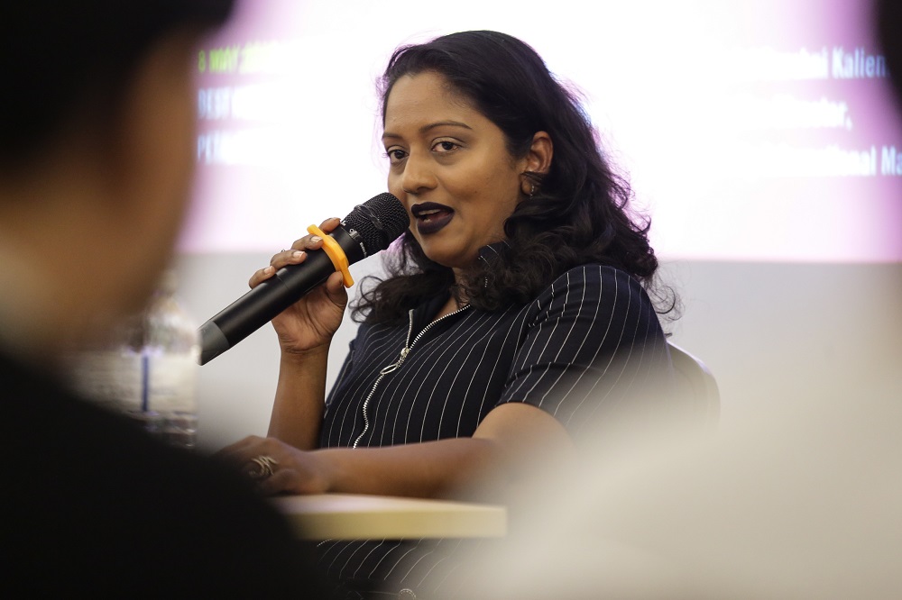 Executive director of Amnesty International Malaysia, Shamini Darshni Kaliemuthu, speaks during a press conference in Petaling Jaya May 8, 2019. u00e2u20acu201d Picture by Ahmad Zamzahuri