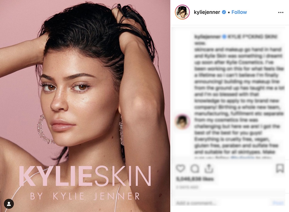Kylie Jenneru00e2u20acu2122s new brand, which will launch on May 22, will focus on cruelty-free, vegan, gluten-free, paraben and sulfate-free skincare suitable for all skin types, the star informed her 135 million followers. u00e2u20acu201d Picture via Instagram/kyliejenner