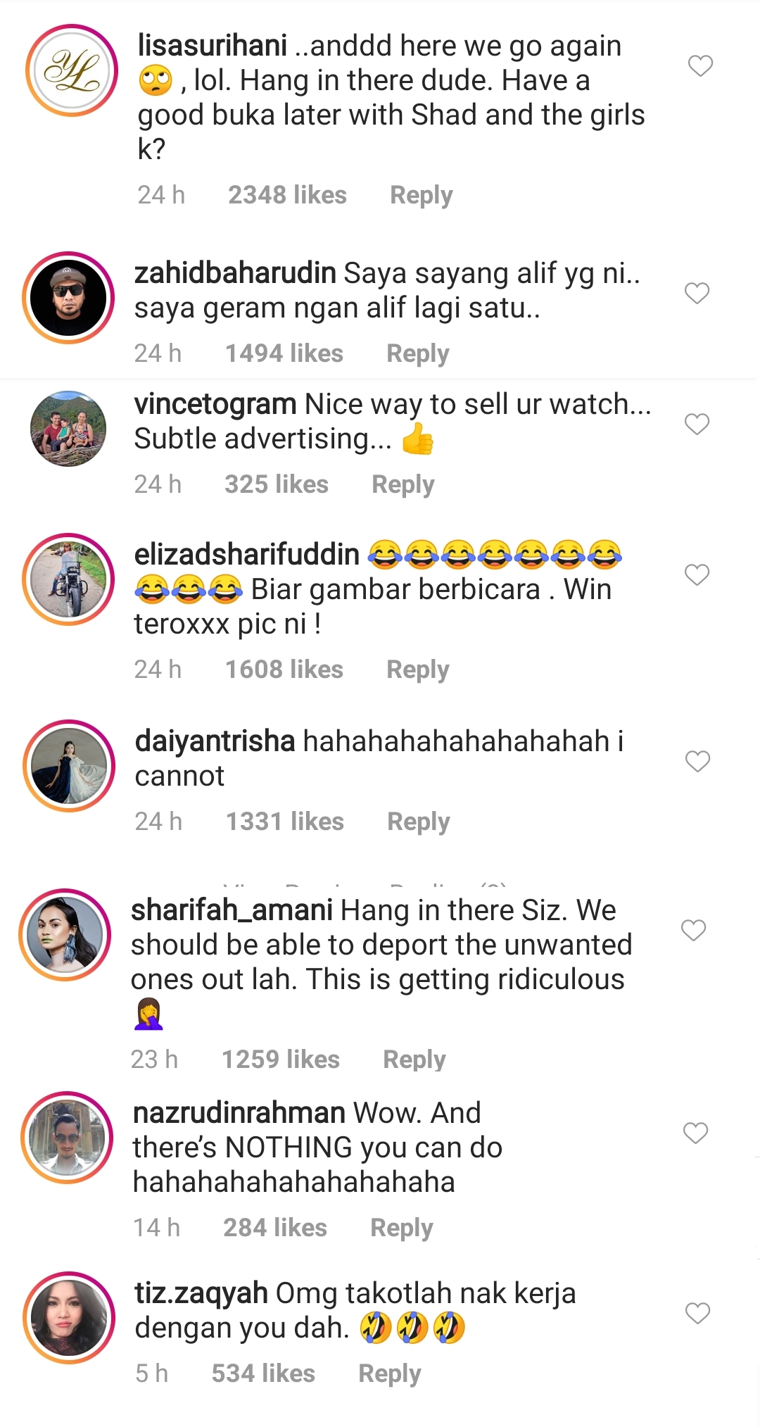 The reactions from fellow actors and singers were amusing on their own. — Instagram/alifsatar